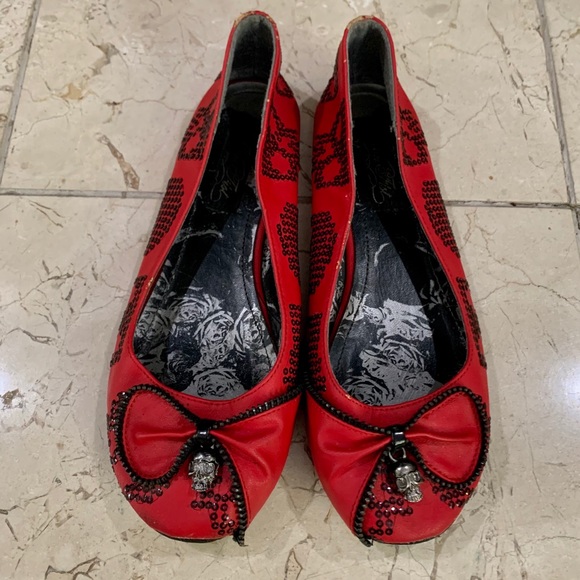 Iron Fist Shoes - Iron Fist Red & Black Skull Flats